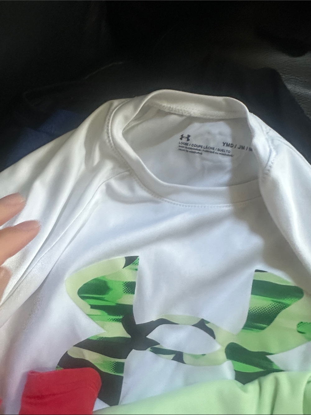 Under Armour Kids' Performance Long Sleeve Shirt - White/Neon Green - Picture 4 of 6